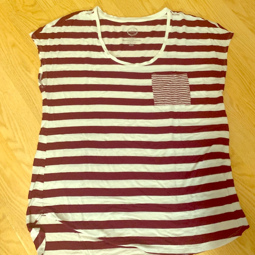 2/$10 Maroon and White “24/7 Tee by Maurices